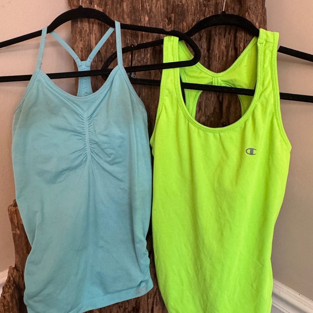 Set of 2 Champions Women’s Workout Tank Tops Green & Blue Size Small